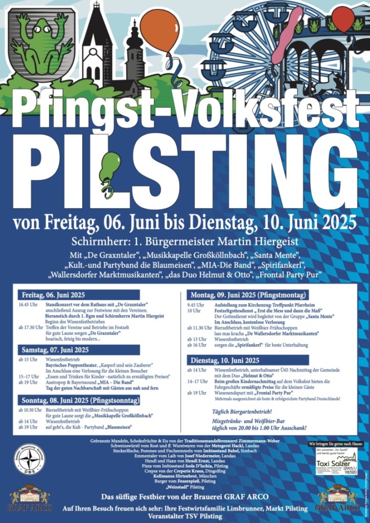 Pfingstvolksfest Pilsting 2025 startet am Freitag 6. Juni 